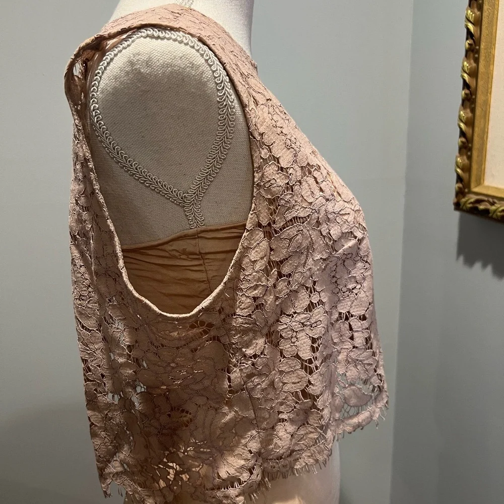 Jenny Yoo beige lace top with sheer tank - Picture 6 of 11